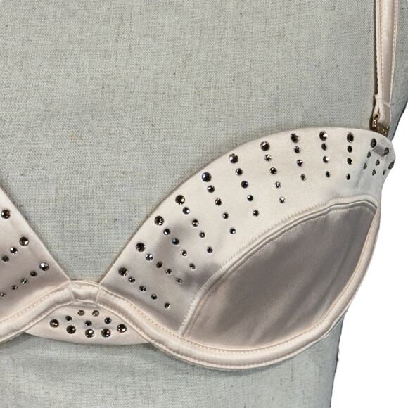 Honey Birdette SZ 34C Crystal Champagne Bra Underwire Demi Satin Adjustable New - Picture 3 of 12